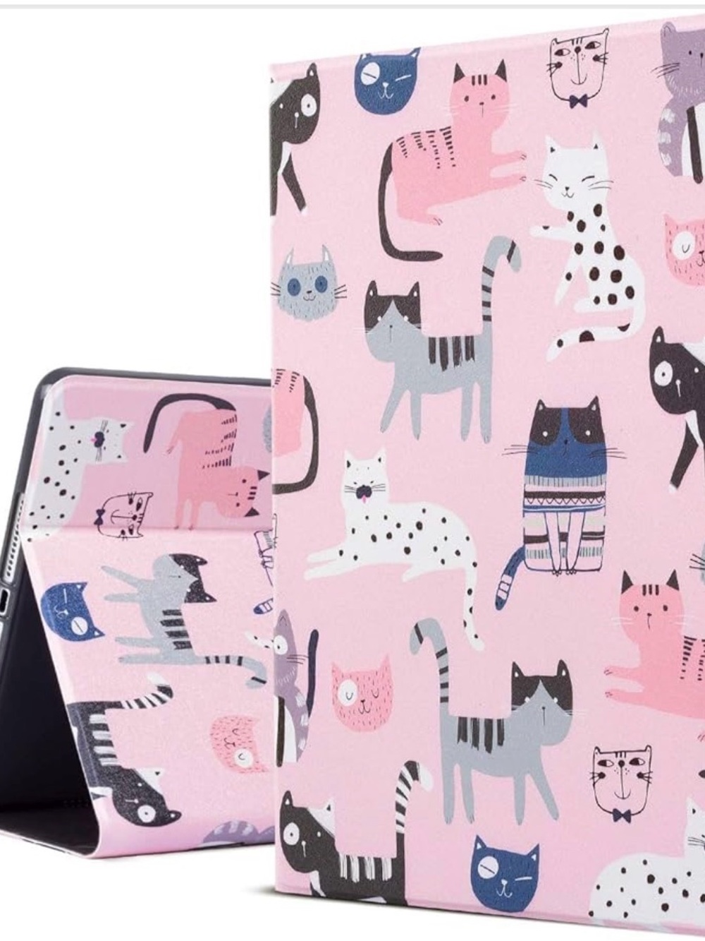🌞 Pink Kitty Cat Print IPad or Tablet Case Protective Cover 10” x 7.5”